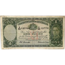 AUSTRALIA 1952 . ONE 1 POUND BANKNOTE . COOMBS/WILSON